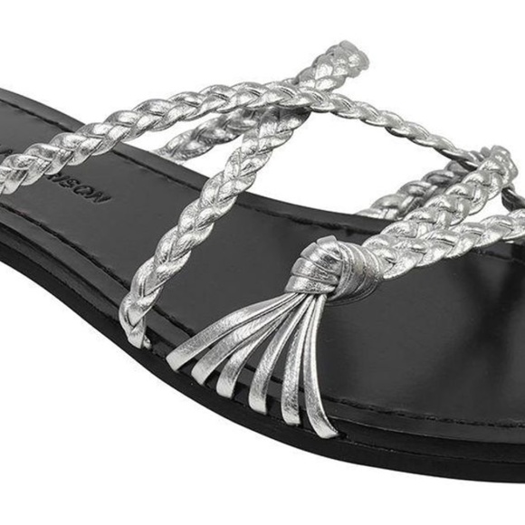 Sigerson Morrison Brock Silver Leather Flat Sandal Women’s Open Toe Mule Shoe 37 - Picture 2 of 6